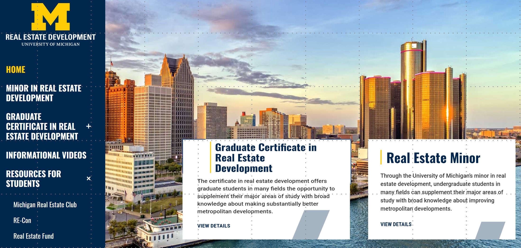 New Offerings and New Directions for Real Estate at Taubman College and the Ross School of Business